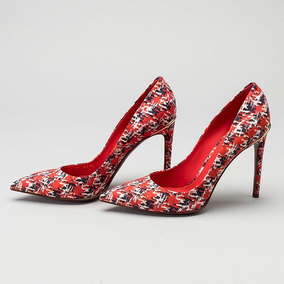 LOUIS VUITTON Chérie Heel Cloth Multicolour Houndstooth Size 9 - Picture 9 of 9